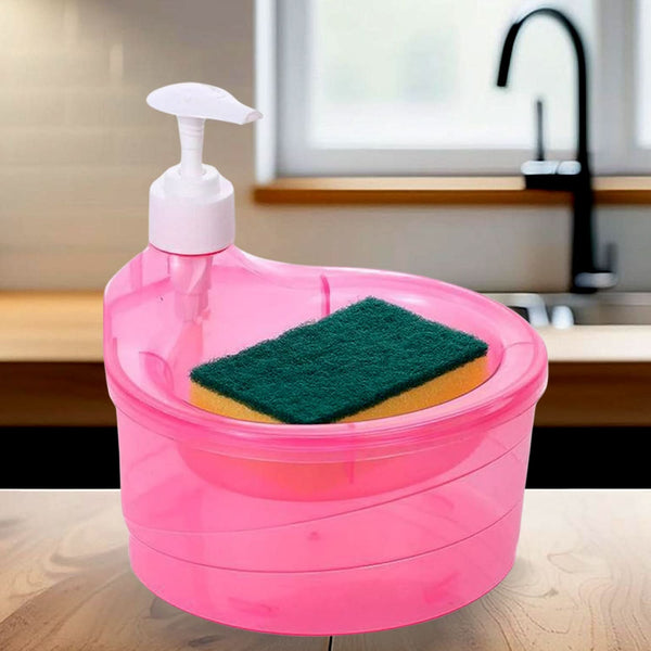 Double Layer Liquid Soap Dispenser with Pump & Sponge – 2-in-1 Clear Bottle