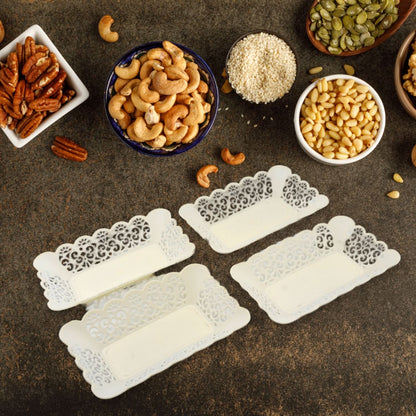 Rectangle Plastic Dinner Plate Set (8 Pcs) – Durable Serving Trays for Home, Restaurant & Office