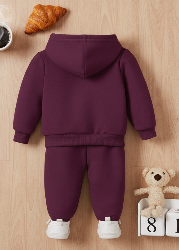 Kids Maroon Hooded Sweatshirt with Joggers Everyday Set Luck Fashion