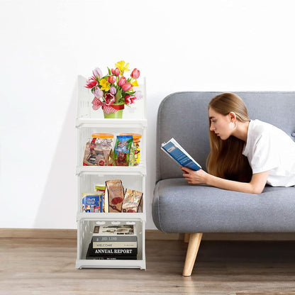 4-Layer Stackable Storage Organizer Foldable Drawer Shelf Cart