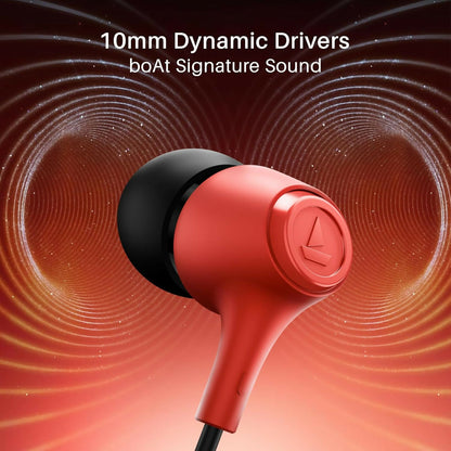 boAt BassHeads 95 with Wired Earphones, 120cm Cable & 3.5mm Jack(Raging Red)
