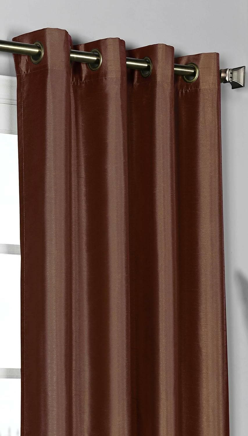 Lushomes Satin Curtains, Brown Satin door curtain 9 feet long 8 Metal SS Eyelets, 4.5 FT x 9 FT (54 x 108 inches, Single pc) - HalfPe