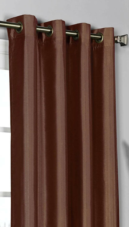 Lushomes Satin Curtains, Brown Satin door curtain 9 feet long 8 Metal SS Eyelets, 4.5 FT x 9 FT (54 x 108 inches, Single pc) - HalfPe