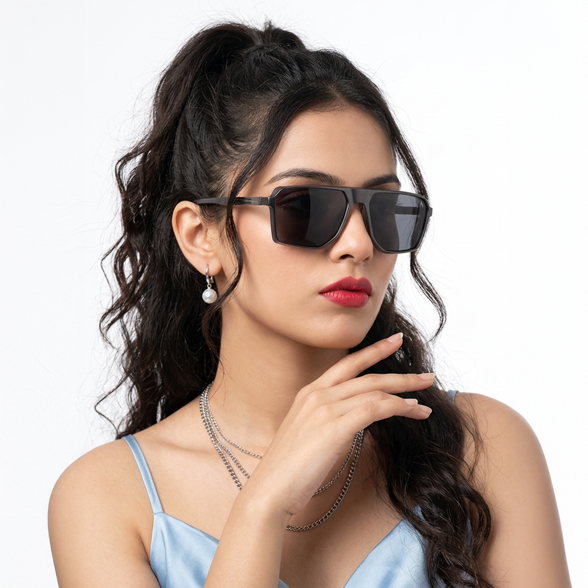 Eyejack Matte Black Wayfarer Sunglasses for Men and Women - Style 1133 - worn by a male model (image 3)