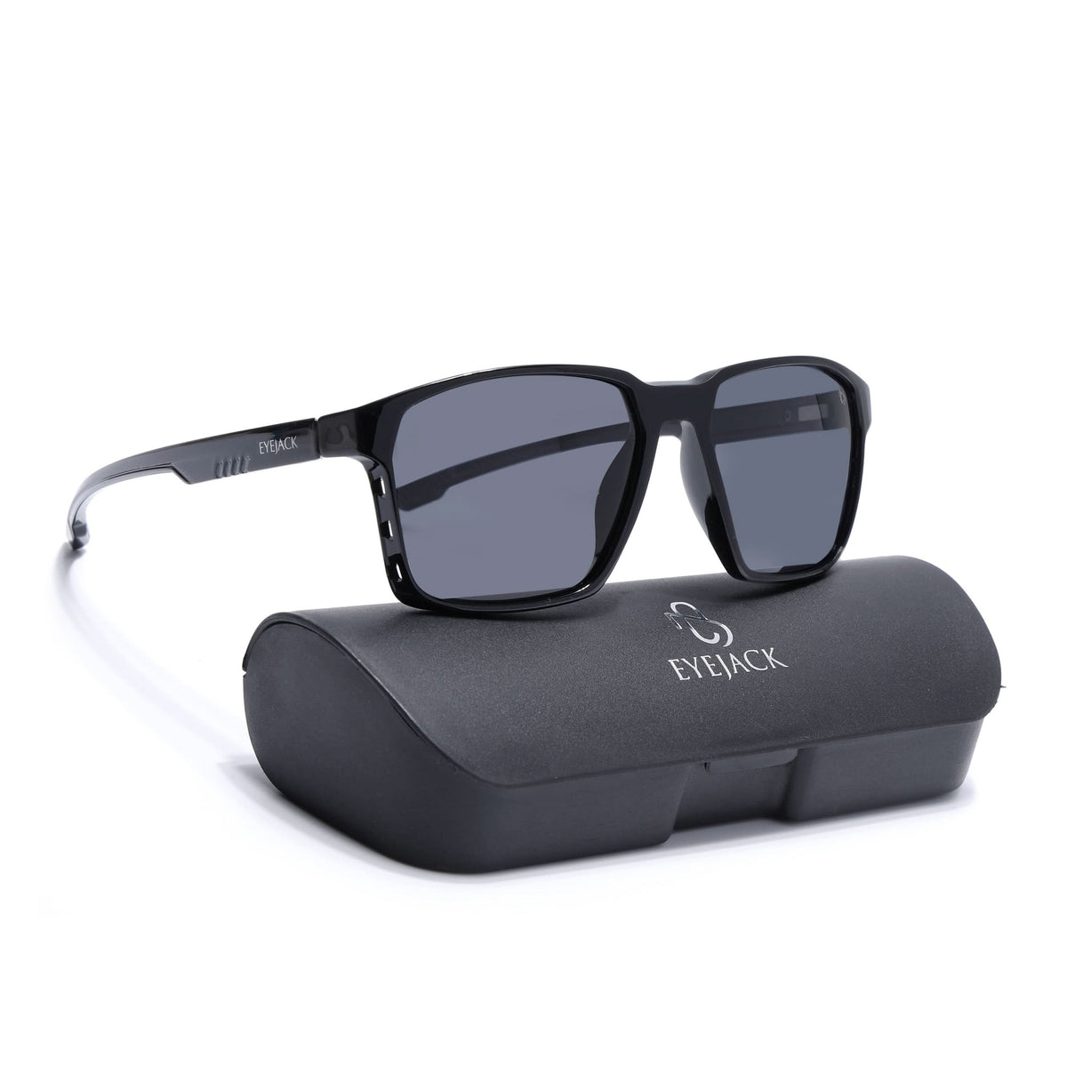 Eyejack Black Square Sunglasses for Men and Women - Style 1147 - view 8