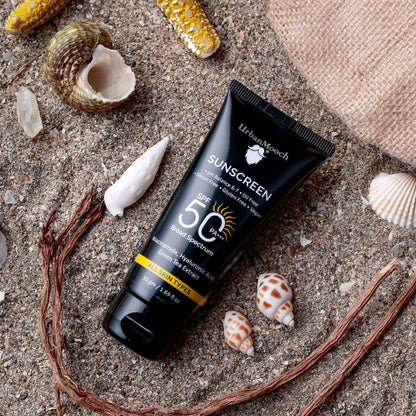 No White Cast Sunscreen for Men SPF 50 PA+++ | UrbanMooch Daily Sunscreen with Niacinamide & Retinol | Lightweight, Non-Greasy, Acne-Safe & Quick Absorbing | Broad Spectrum UV Protection – 50 g Lohiya Retails