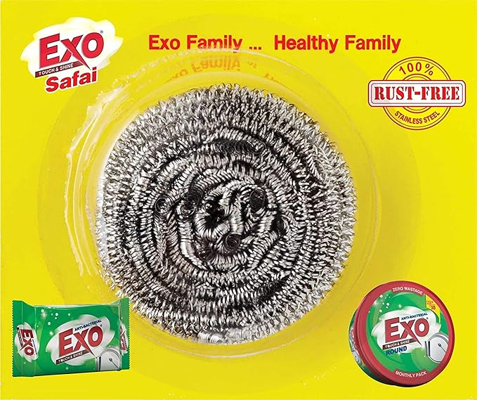 Exo Safai Steel Scrubber Scrub Pad Stainless Steel Scrub (Small, Pack of 12)