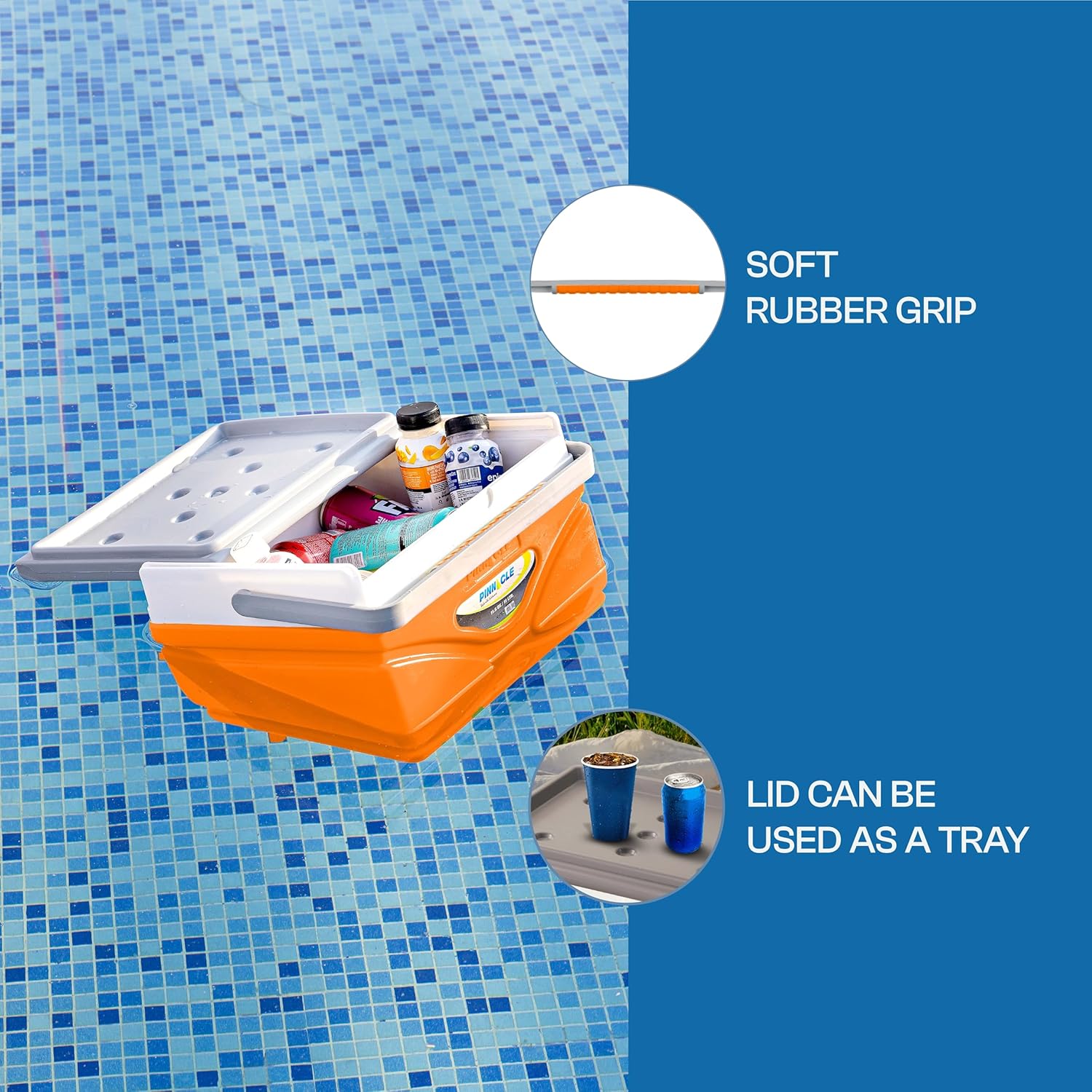 Pinnacle Prudence 11L Chiller Ice Box | Fits 16 Cans | Hold Ice Upto 48hrs | Lid Used as Tray | Portable Insulated Ice Cooler Box for Car Travel,Parties, Medical, Picnics, Camping, Sports(Multicolor)