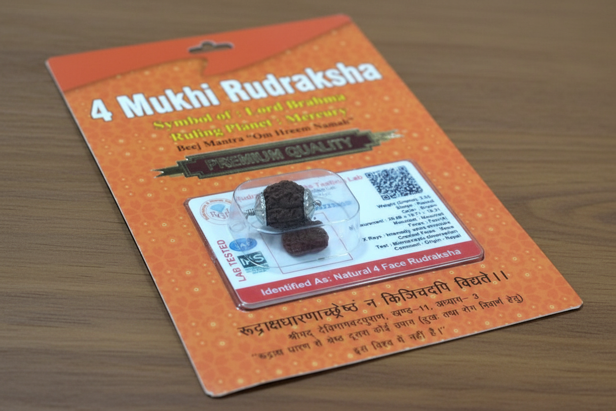 4 Mukhi Rudraksha Bead – Brahma Blessing Sacred Natural Rudraksha