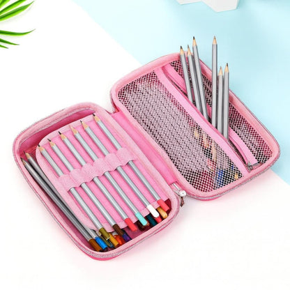Cute Pink Cartoon EVA Pencil Box with Calculator with Zippered Hard Case Stationery Organizer for Kids JR Enterprise