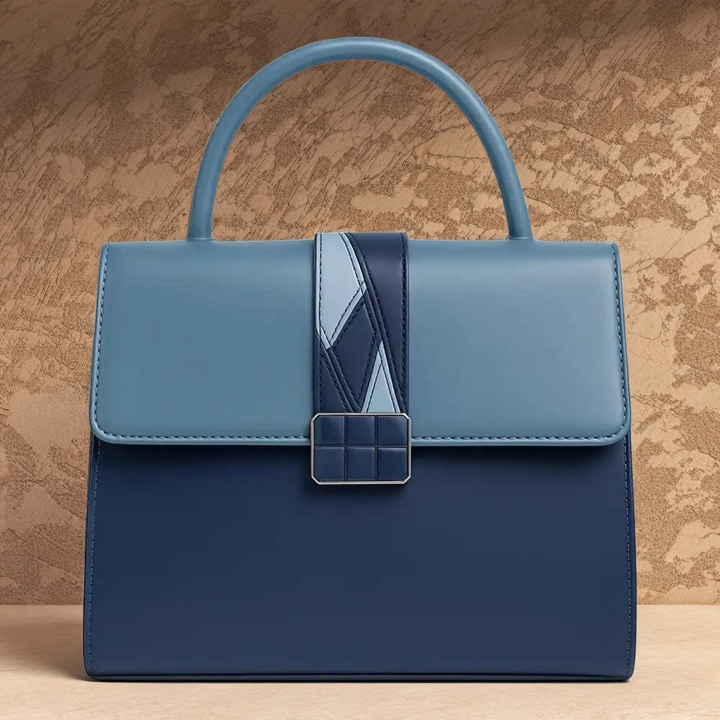 Elegant Striped Flap Top Handle Handbag