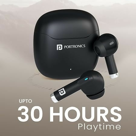Portronics Twins S18 Pro in Ear TWS Earbuds with 30H Playtime, in Built HD Mic, Game/Music Mode, 13mm Dynamic Driver, Low Latency, Touch Control, Type C Fast Charging, Light Weight, Comfy Fit(Black)