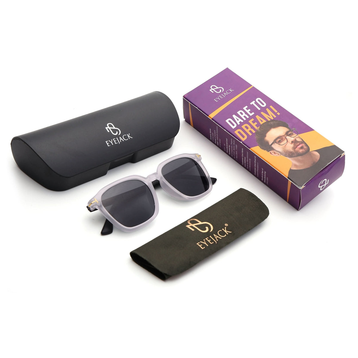 Eyejack Grey Square Sunglasses for Men and Women - Style 1064 - detail view