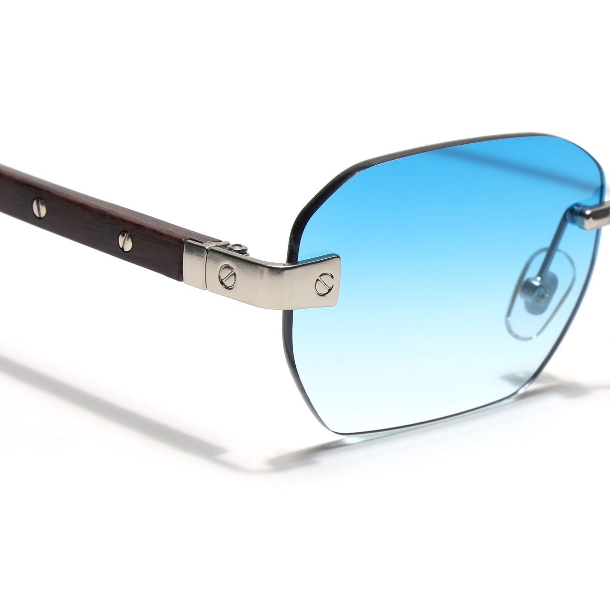 Essence Amber Silver Rimless Sunglasses for Men and Women - view 4