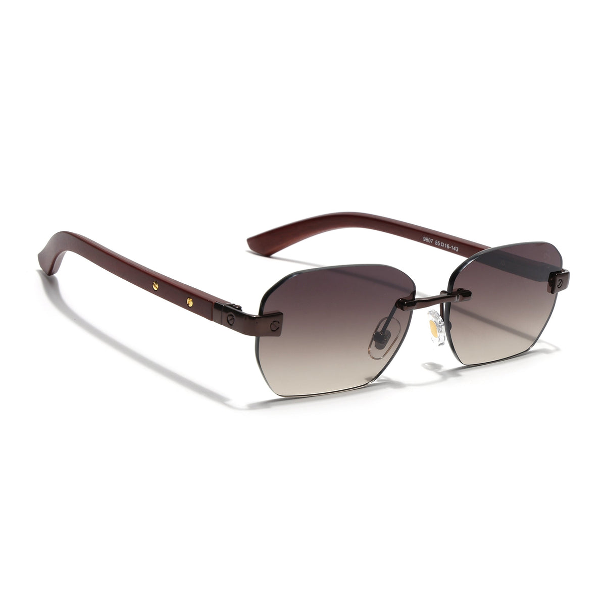 Essence Amber Brown Rimless Sunglasses for Men and Women - view 2