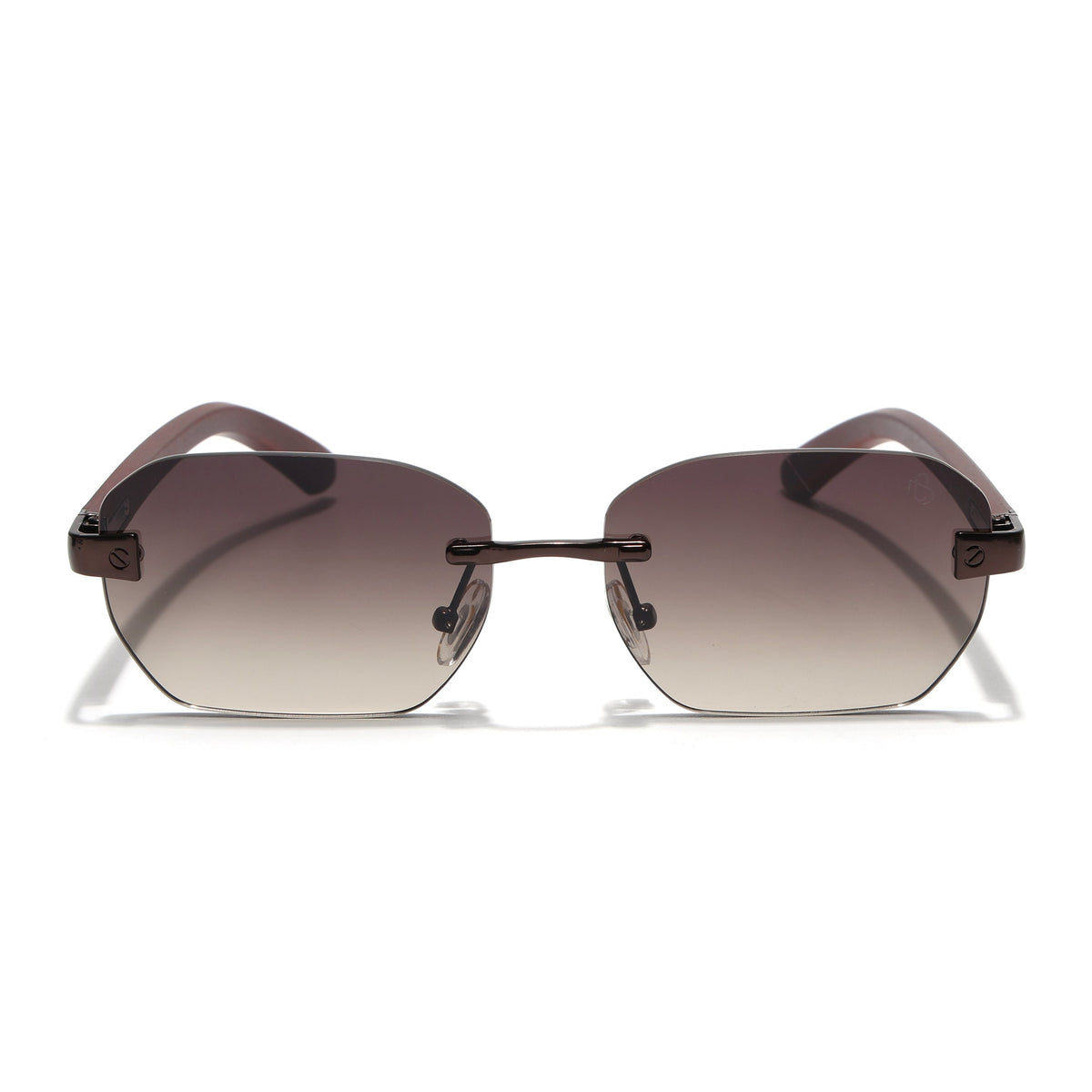 Essence Amber Brown Rimless Sunglasses for Men and Women - view 5