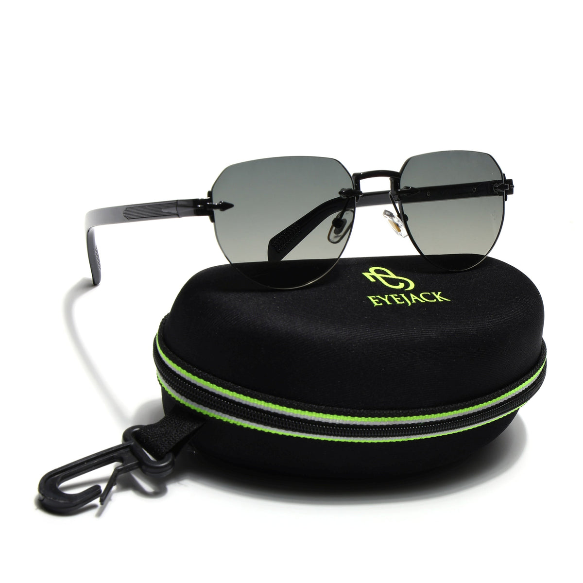 Essence Crown Black Rimless Sunglasses for Men and Women - view 8