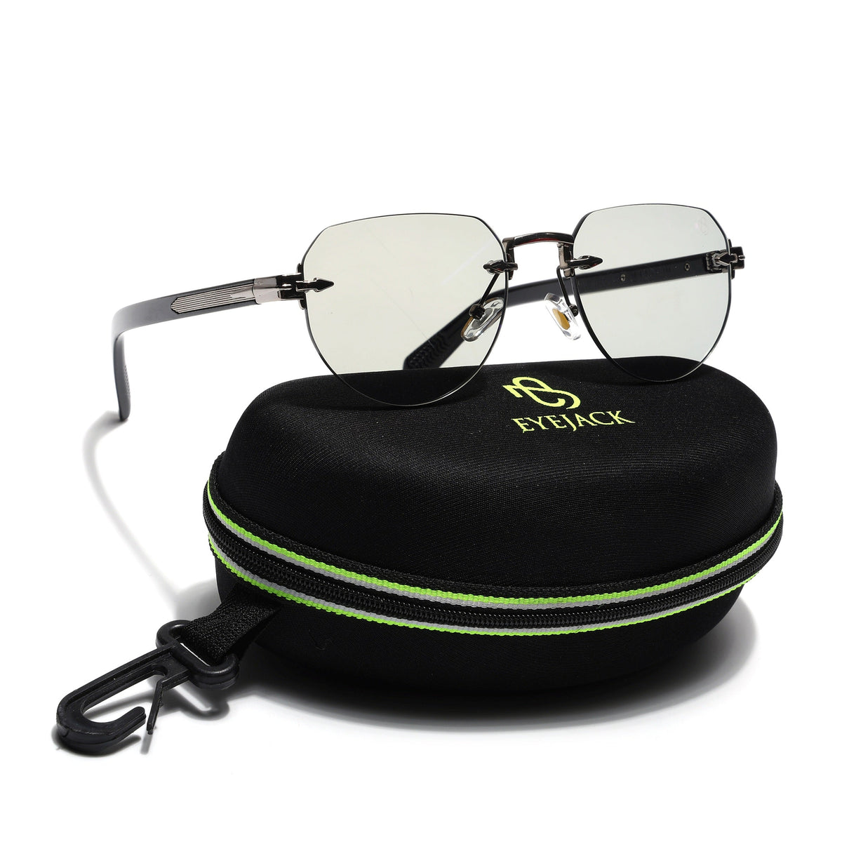 Essence Crown Silver Rimless Sunglasses for Men and Women - view 8