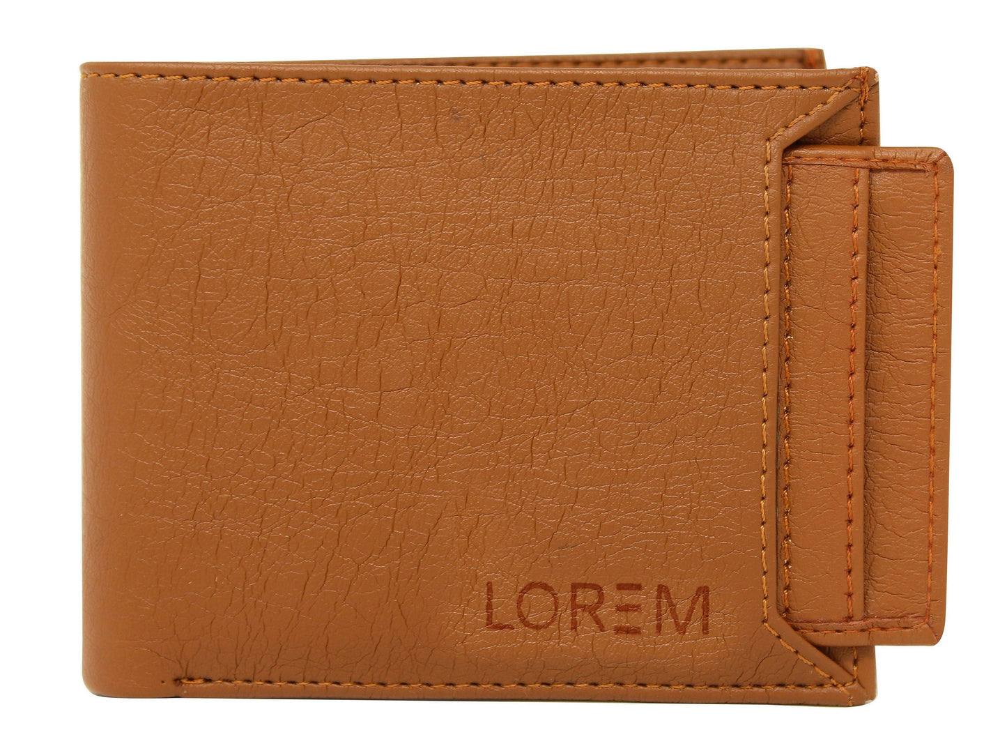 Lorem Tan Removable Card Slot Bi-Fold Faux Leather 7 ATM Slots Wallet For Men - HalfPe