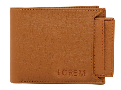 Lorem Tan Removable Card Slot Bi-Fold Faux Leather 7 ATM Slots Wallet For Men - HalfPe