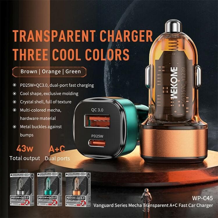 Wk-WP-C45 PD Car Charger(Orange) - HalfPe