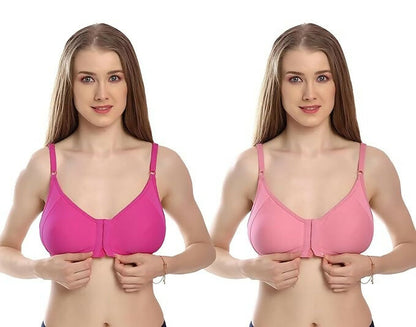 Women's Premium Front-Hook Daily Wear Bra – Pack of 2 (Multicolor)