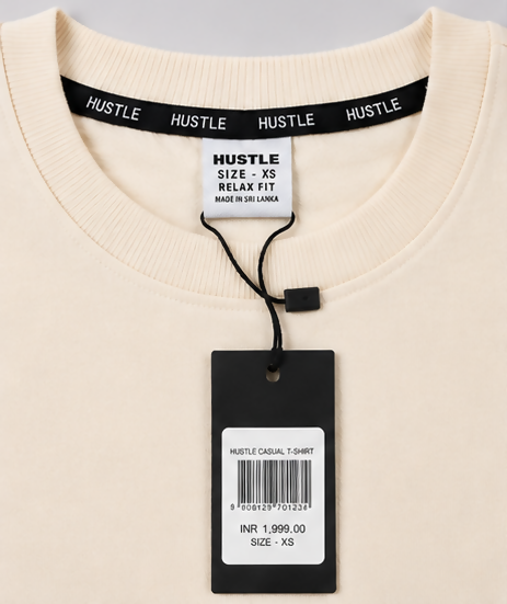 HUSTLE Essentials Men's Crew Neck Oversized Tees - Cream