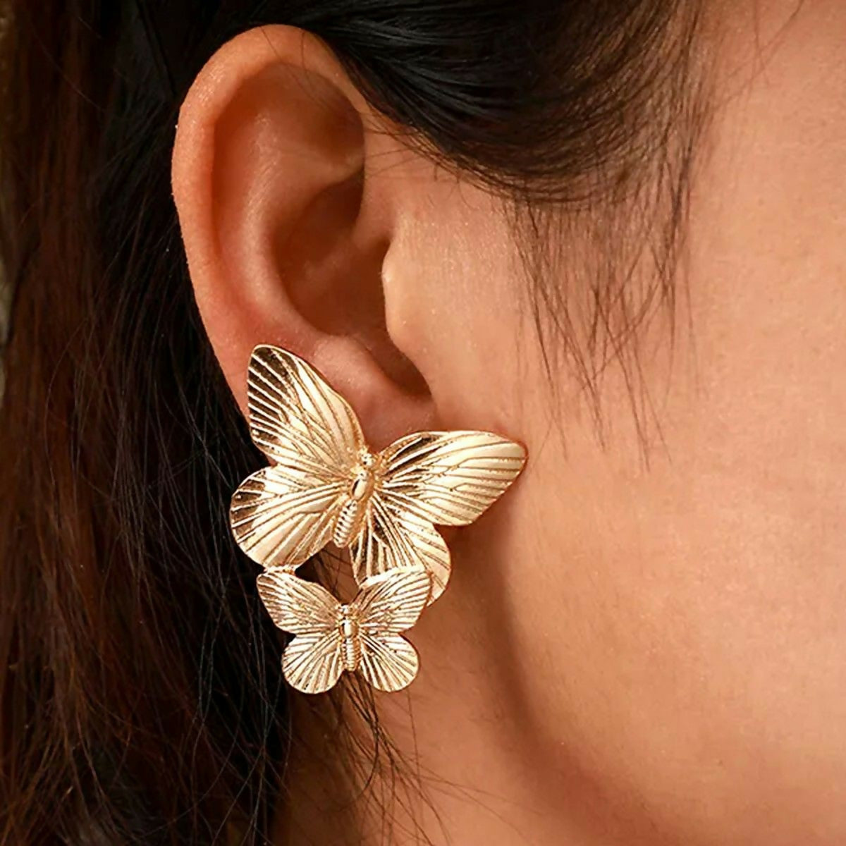 Gold-Plated Butterfly Earrings