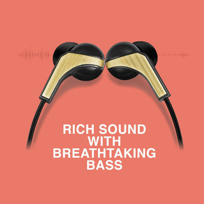 FINGERS SoundBoomerang Wired Earphones with Mic (Ink Black + Gold)