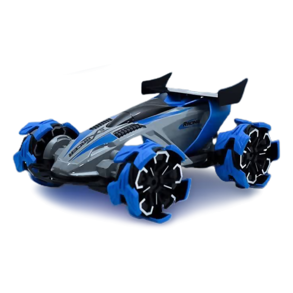 RX Racing 2.4G Stunt Drift RC Car with Spray, Music, Flashing Lights & Explosive Wheels (Blue)