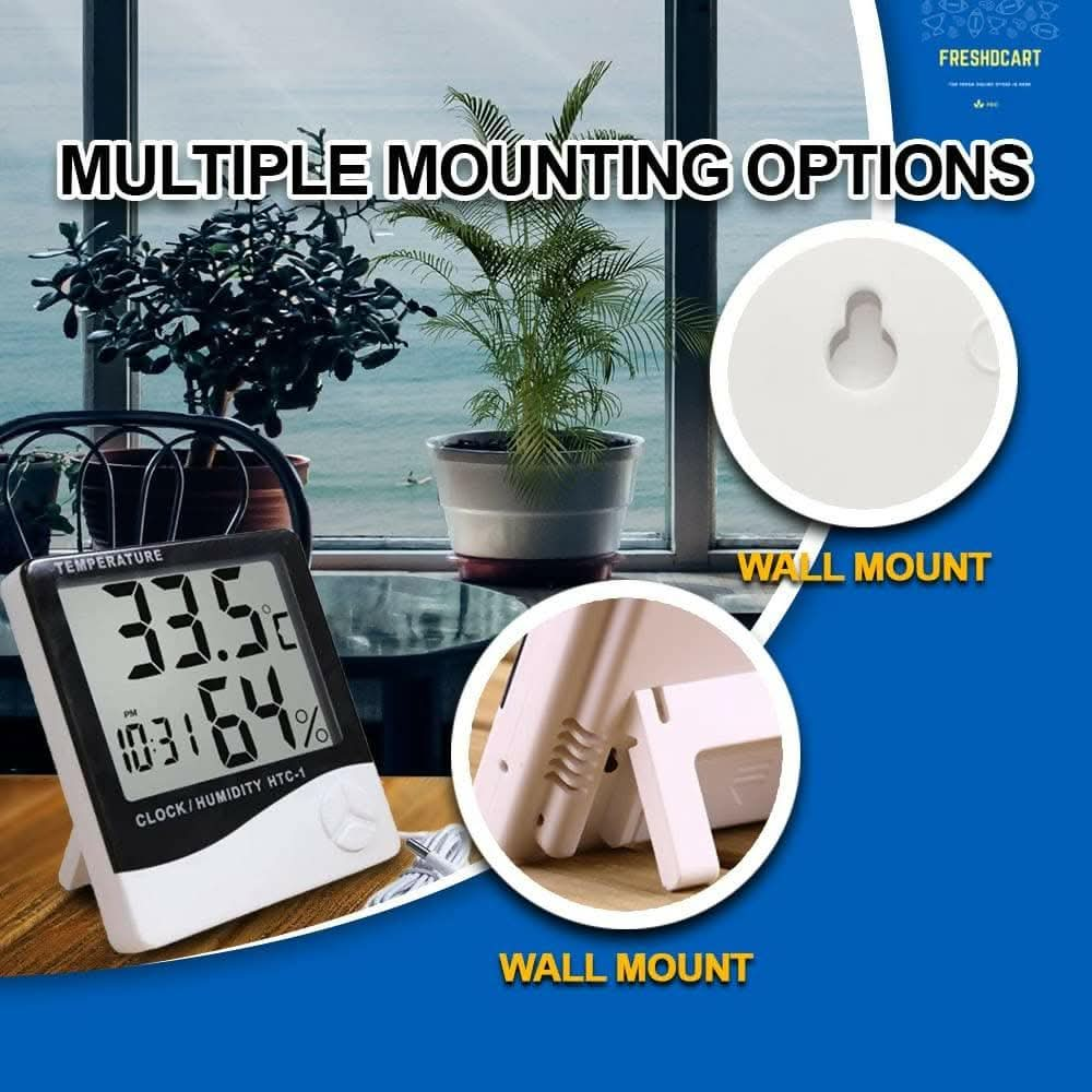 HTC-1 Indoor Temp & Humidity Monitor with wall mounted clock - HalfPe