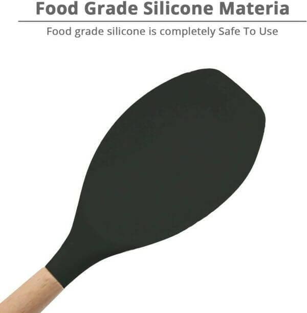 P-Plus International Premium Silicone Spatula Flexible & Heat Resistant Rubber Spatula with Wood Handle (Black – Pack of 2) - HalfPe