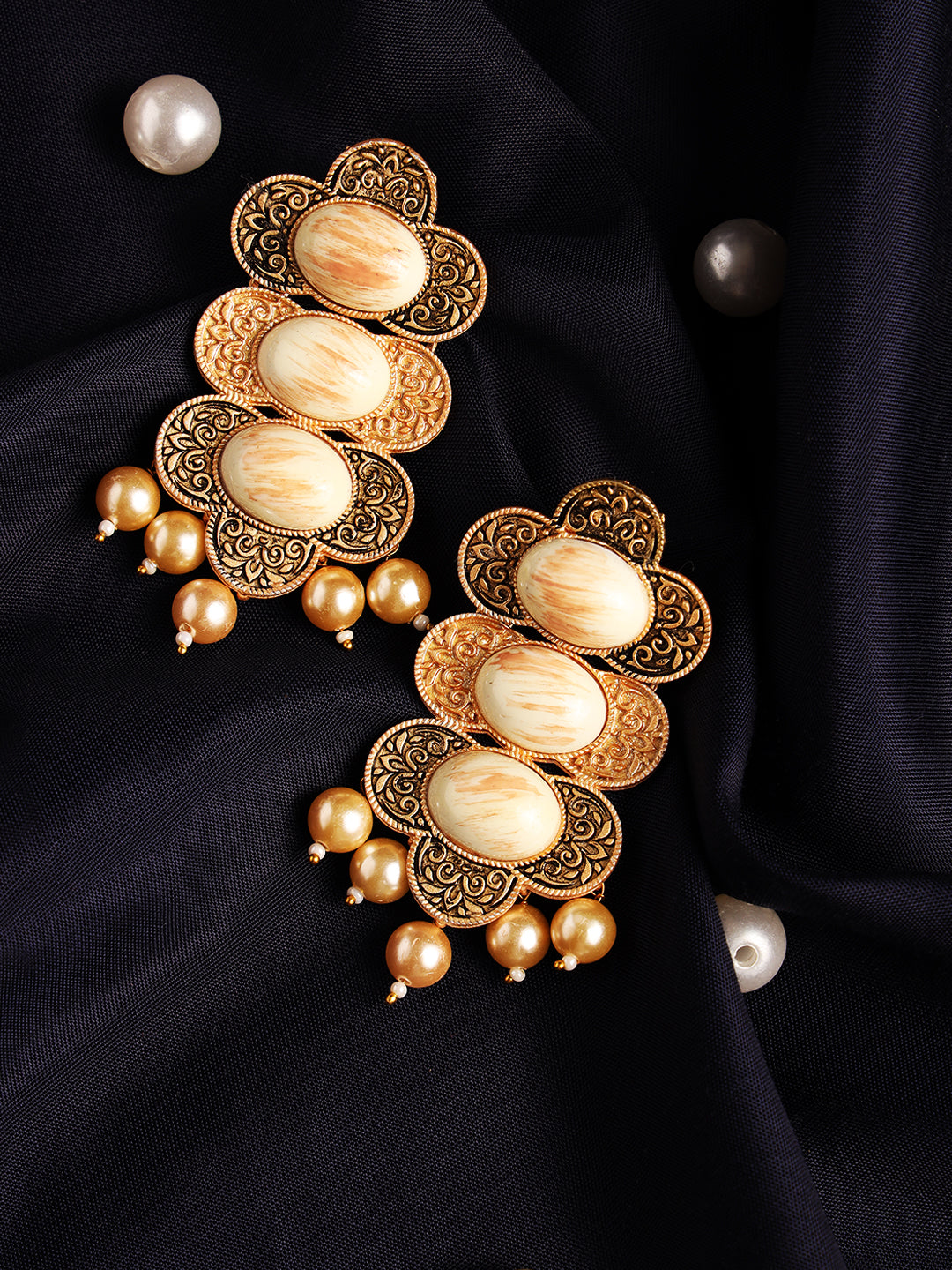 Stone Studded Meenakari Work Drop Earrings