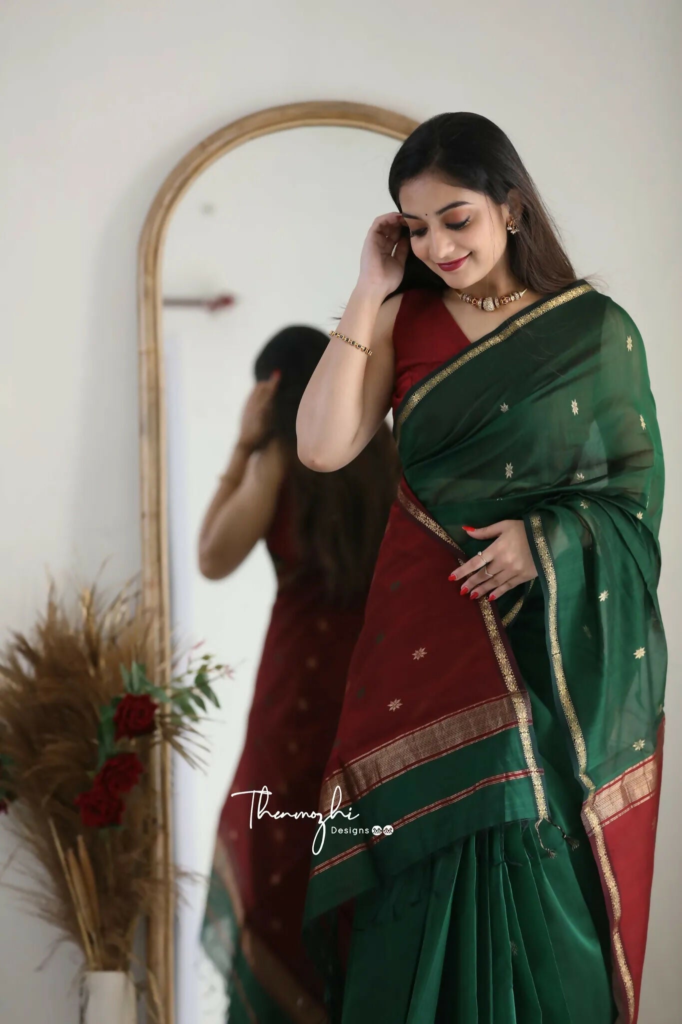 AXONIT Lightweight Cotton Saree with Zari Butti – Ideal for Daily & Festive Wear