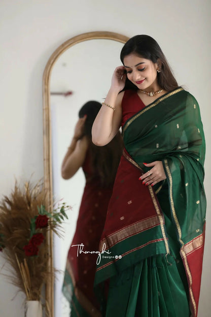AXONIT Lightweight Cotton Saree with Zari Butti – Ideal for Daily & Festive Wear