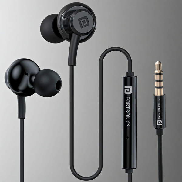 Portronics Conch Gamma Wired Earphone Black