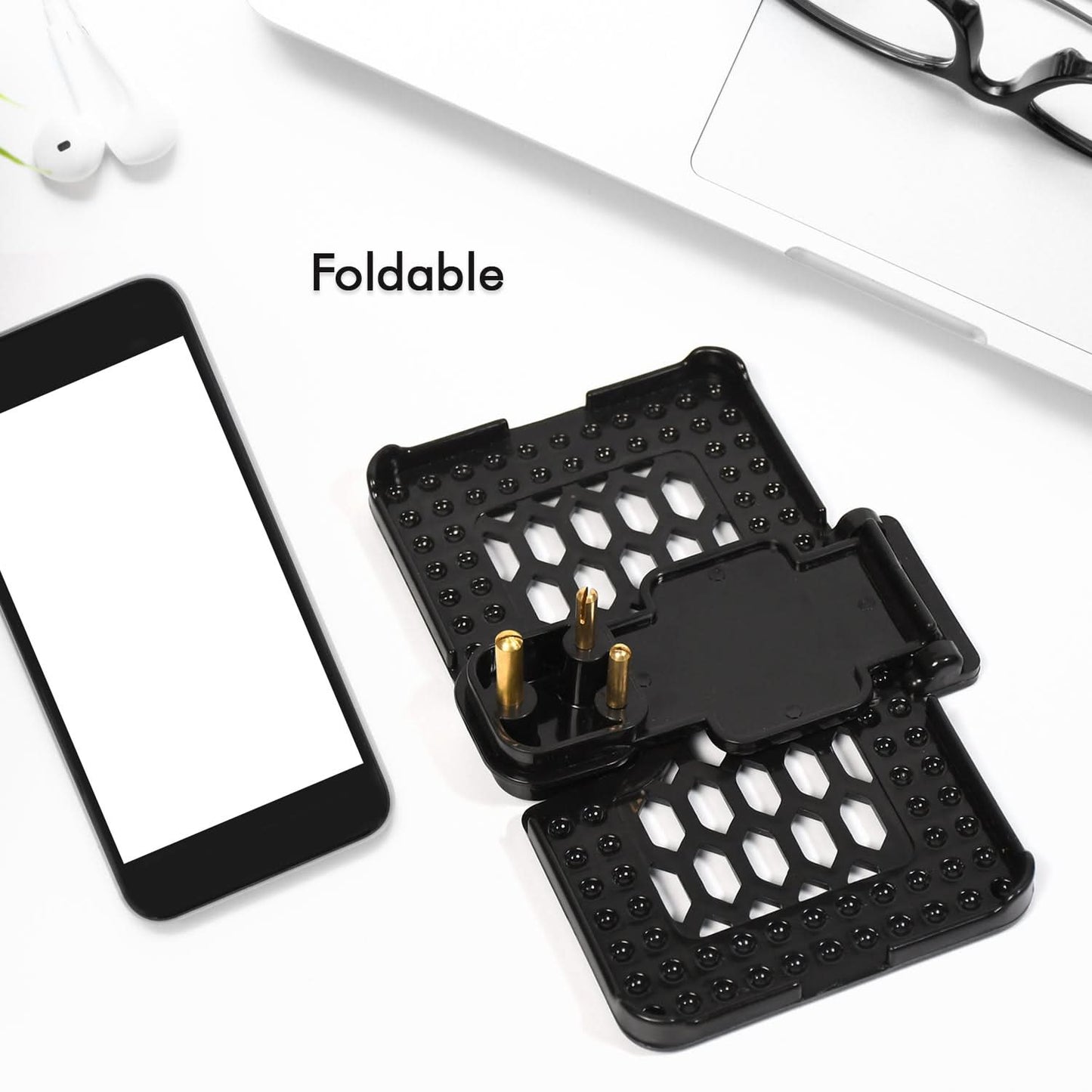 Multi-purpose Wall Holder Stand For Charging Mobile Just Fit In Socket And Hang ( Black )