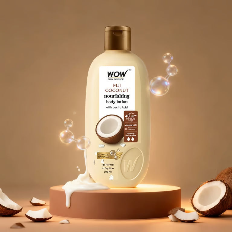 WOW Skin Science Fiji Coconut Body Lotion with Lactic Acid for Deep Moisturization and Smooth Skin for All Skin Types 200ml