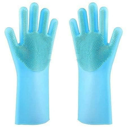 OXSAM Silicone Hand Gloves For Dish Washing Bathroom Cleaning And Kitchen Pack of 1 (SkyBlue) - HalfPe