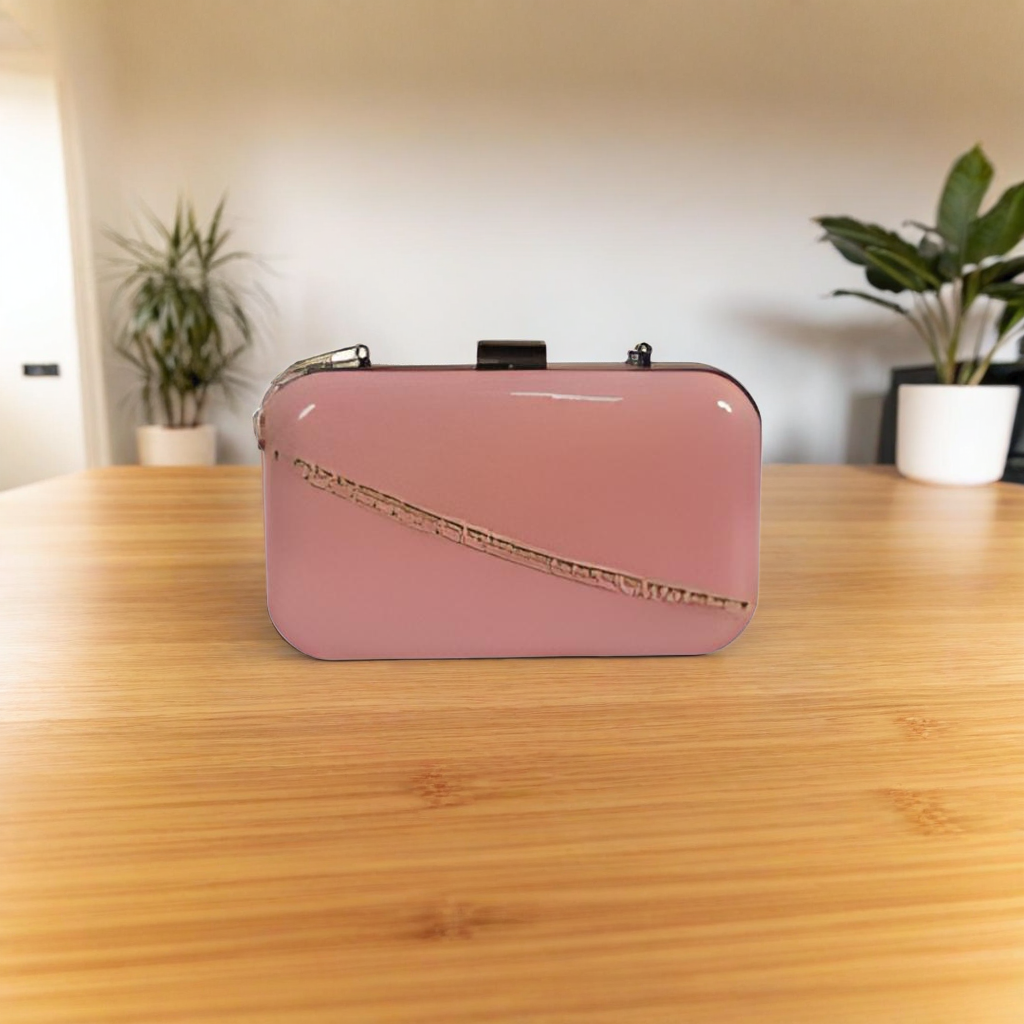 Shimmer Box Clutch With Chain Strap