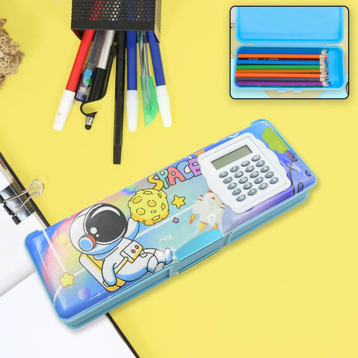 Double Sided Magnetic Geometry Box Pencil Box With Calculator For Boys Art Plastic Pencil Box  For Girls And Boys HP DD