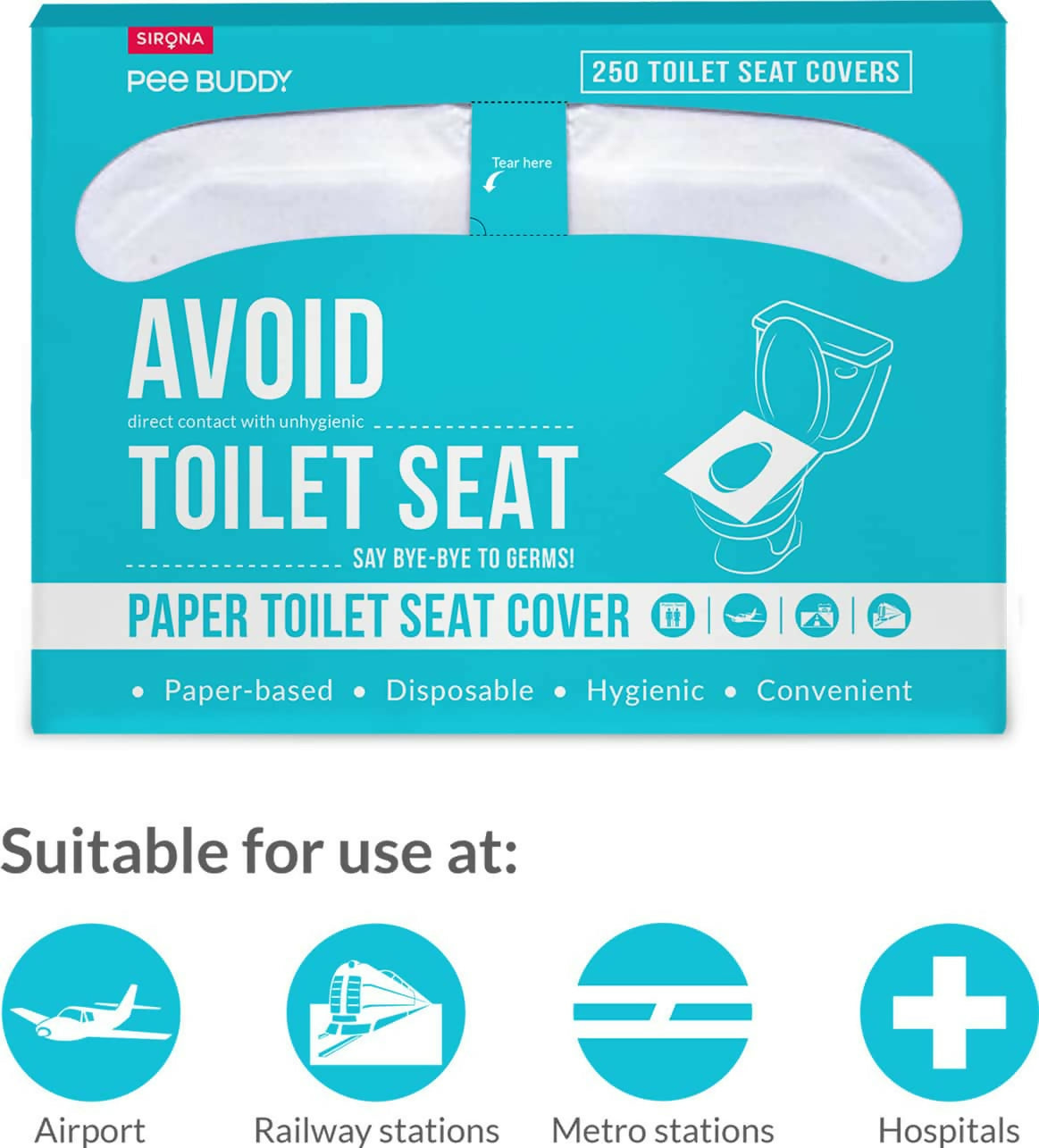 Peebuddy Disposable Toilet Seat Cover Dispenser - 250 Sheets