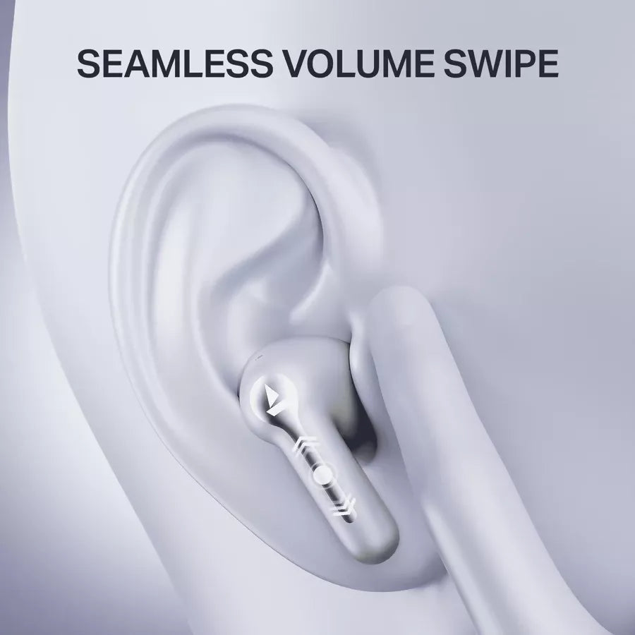 boAt Airdopes Prime 511, Volume Swipe Controls, 50H Battery, 4Mics ENx, App Support Bluetooth (Zinc White, True Wireless) Halfpe Deals