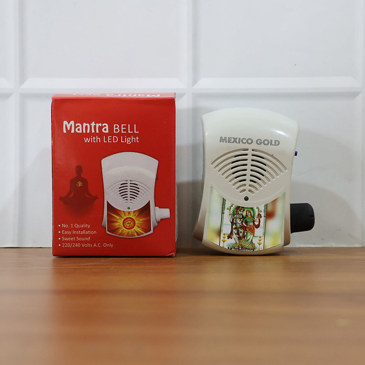 Electric Mantra Bell with LED Light – Plug-in Bhakti Speaker for Home Temple | Mexico Gold Chanting Machine  (1 Pc) HP DD