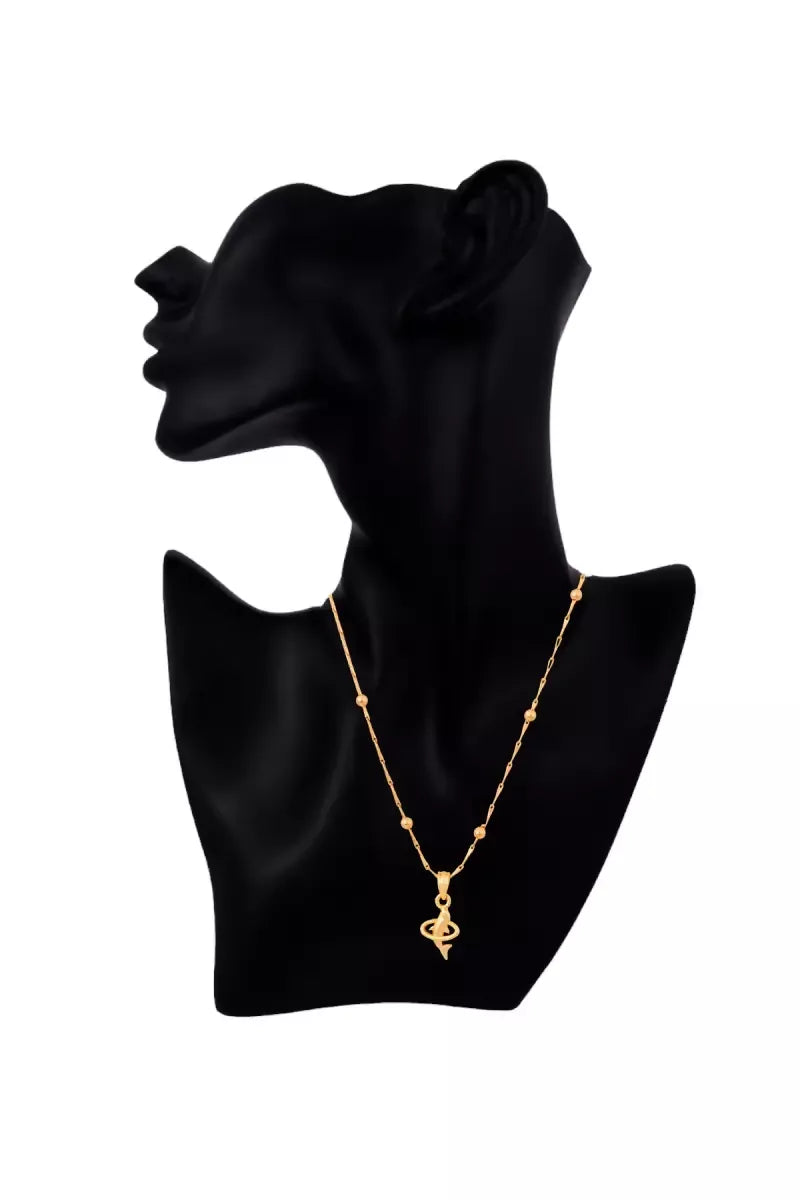 Ethnic Fish Design Pendant Chain for Women - Gold,18 Inch SUPER