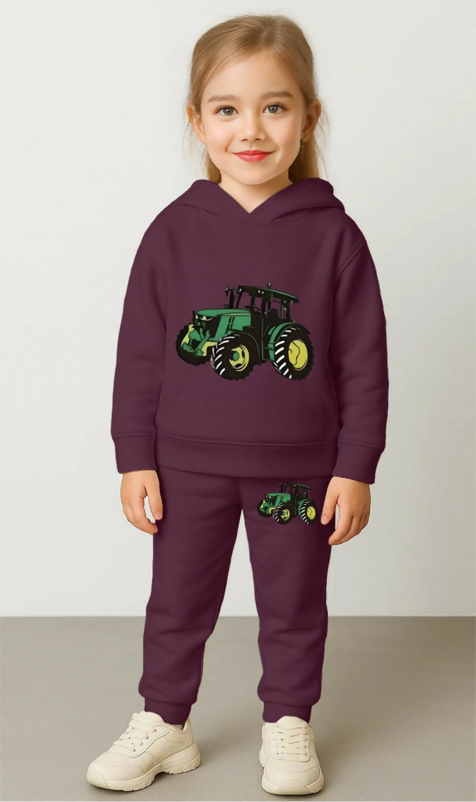 Premium Kids' Maroon Winter Fleece Hoodie and Joggers Set – Cute Graphic Printed Sweatshirt & Track Pants Luck Fashion