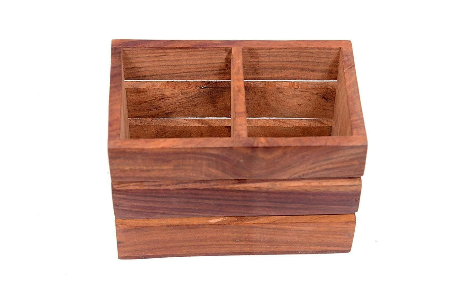 Wooden Cutlery Caddy Double Holder Box (Single Piece) - HalfPe