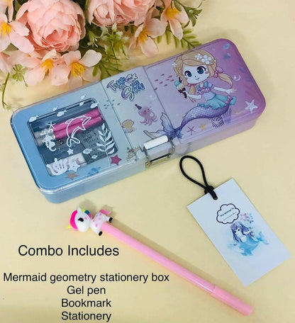 Mermaid Theme Metal Pencil Box , Book Mark , Stationery - HalfPe