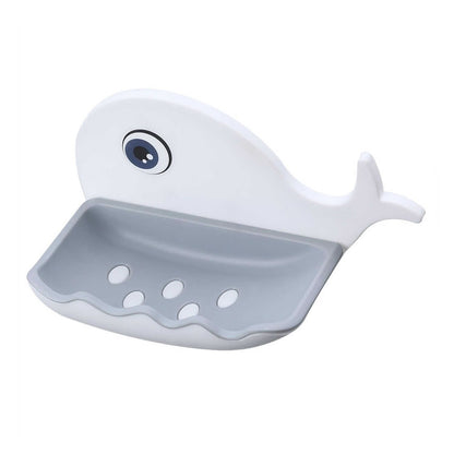 Fish-Shaped Double Layer Soap Holder with Wall-Mounted, Waterproof & Adhesive Rack for Bathroom/Kitchen
