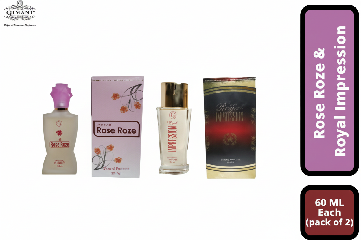 Gimani Rose Roze and Royal Impression Perfume 60ml each (pack of 2, 120ml) Gimanifragrances